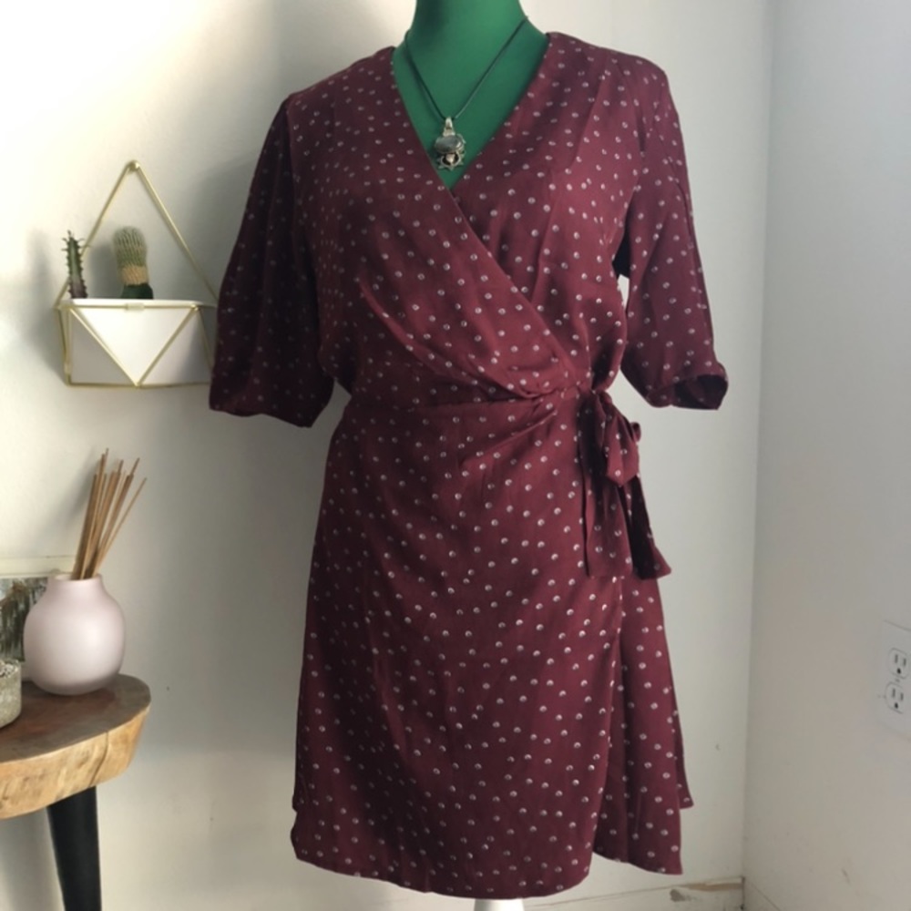 Burgundy Red Polka Dot Dress